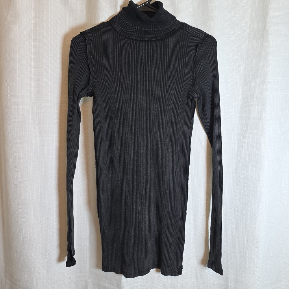 We The Free: Free People Gray Rib Knit Turtleneck Dress, Size XS